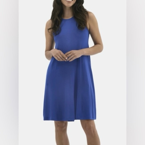 TIME AND TRU sleeveless crewneck tank midi dress sapphire dark blue size 12-14 - Picture 1 of 8